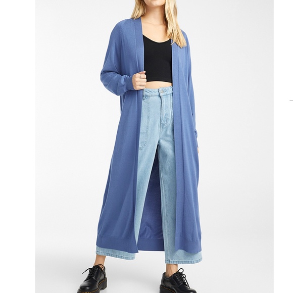 twik Sweaters - Blue minimalist open long cardigan / duster NWT